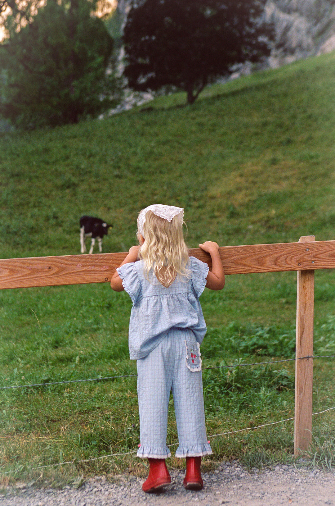 Juni Jnr Dora Pant Sky Gingham - kids pants