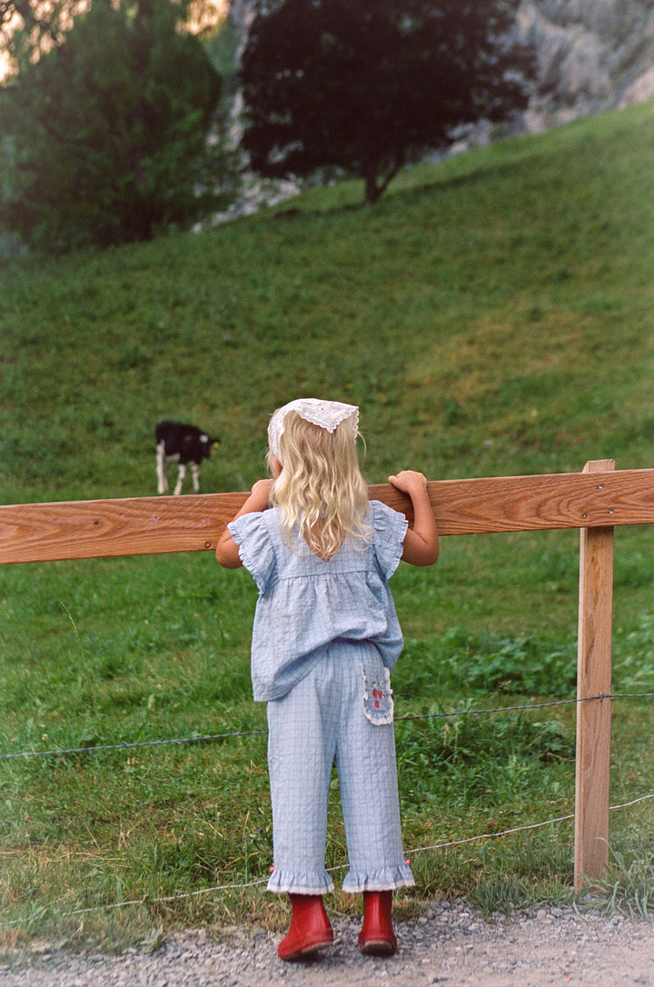 Juni Jnr Dora Pant Sky Gingham - kids pants