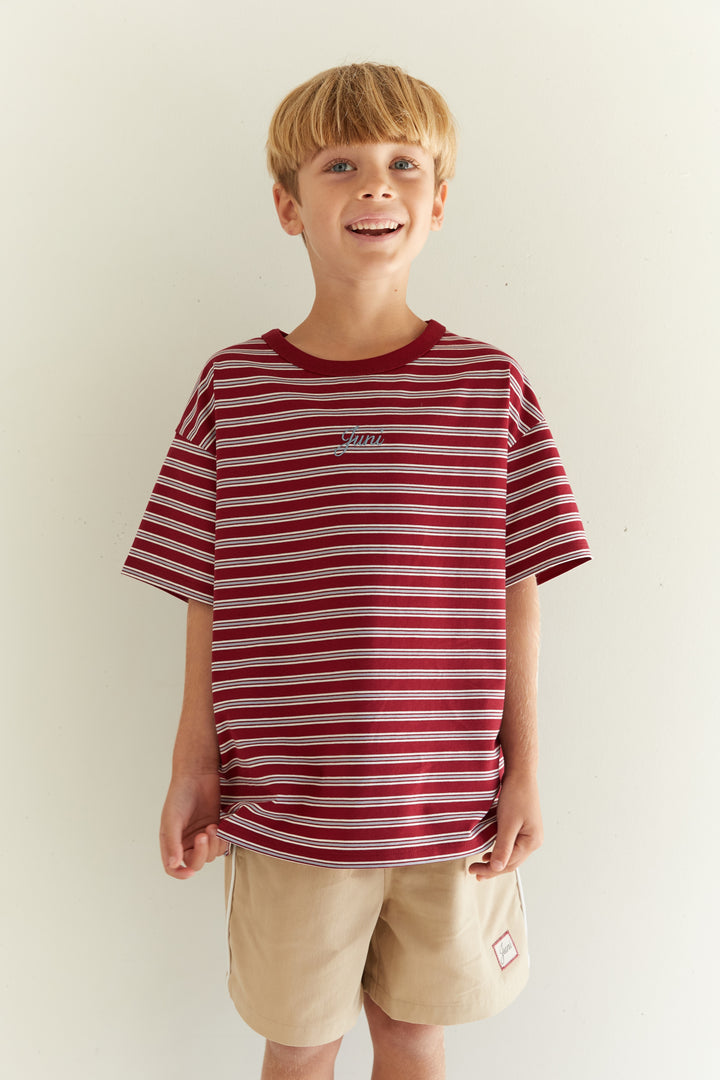 Juni Jnr Zion Tee Cherry Stripe - kids tee