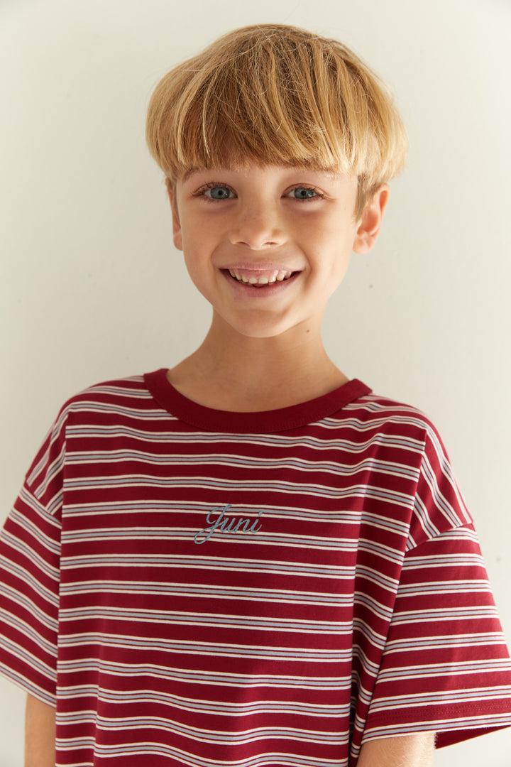 Juni Jnr Zion Tee Cherry Stripe - kids tee