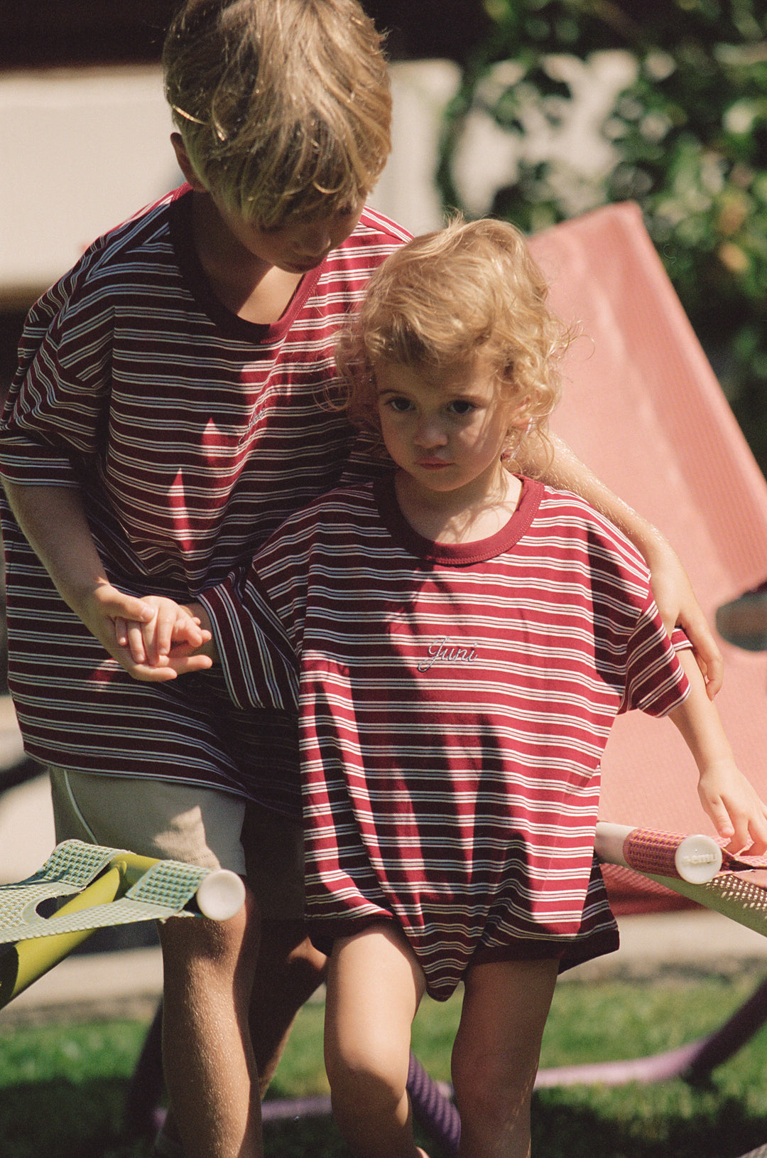 JUNI Jnr Riley T-Shirt Romper Cherry Stripe - kids romper
