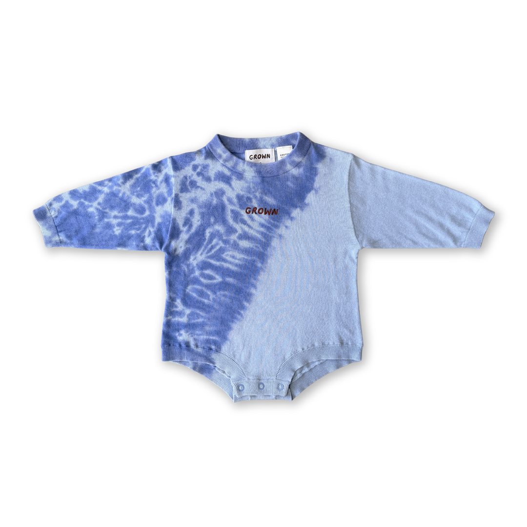 Grown Organic Tie Dye Knit Romper Pacific front