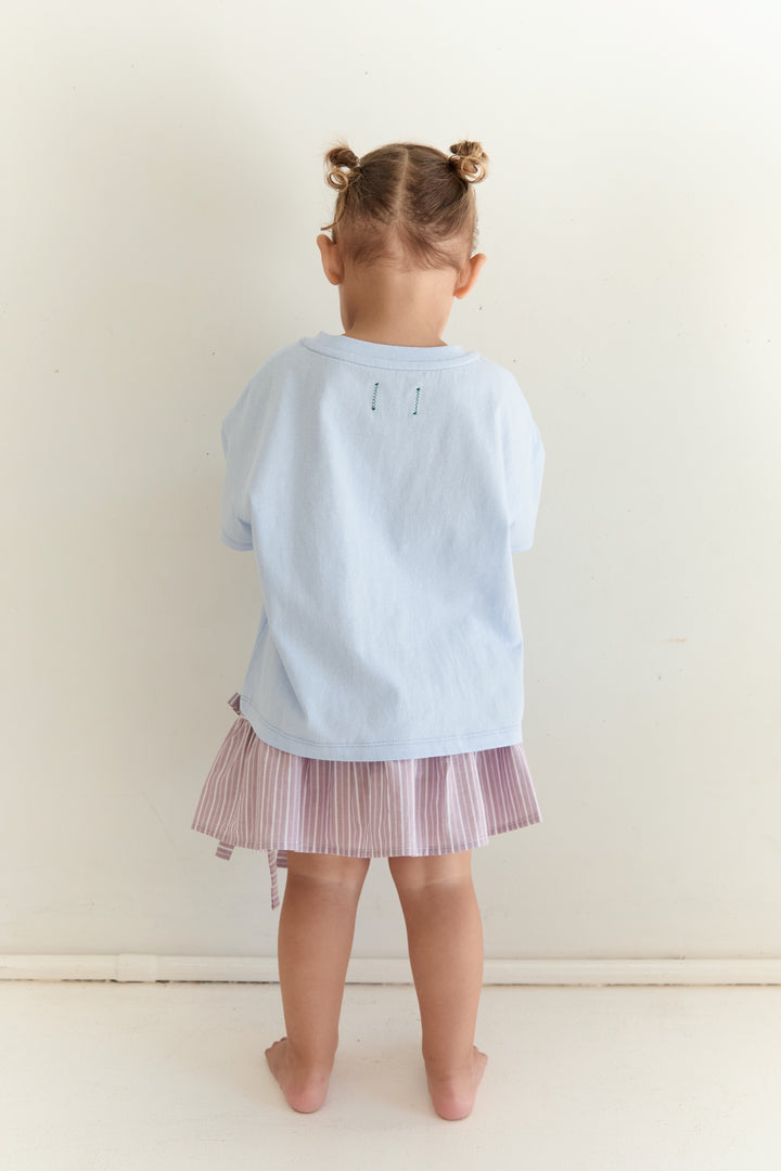 Juni Jnr Patchwork Tee Sky - kids tee