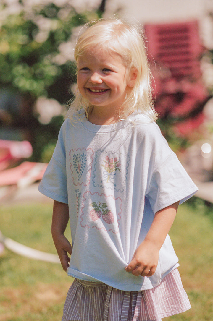 Juni Jnr Patchwork Tee Sky - kids tee