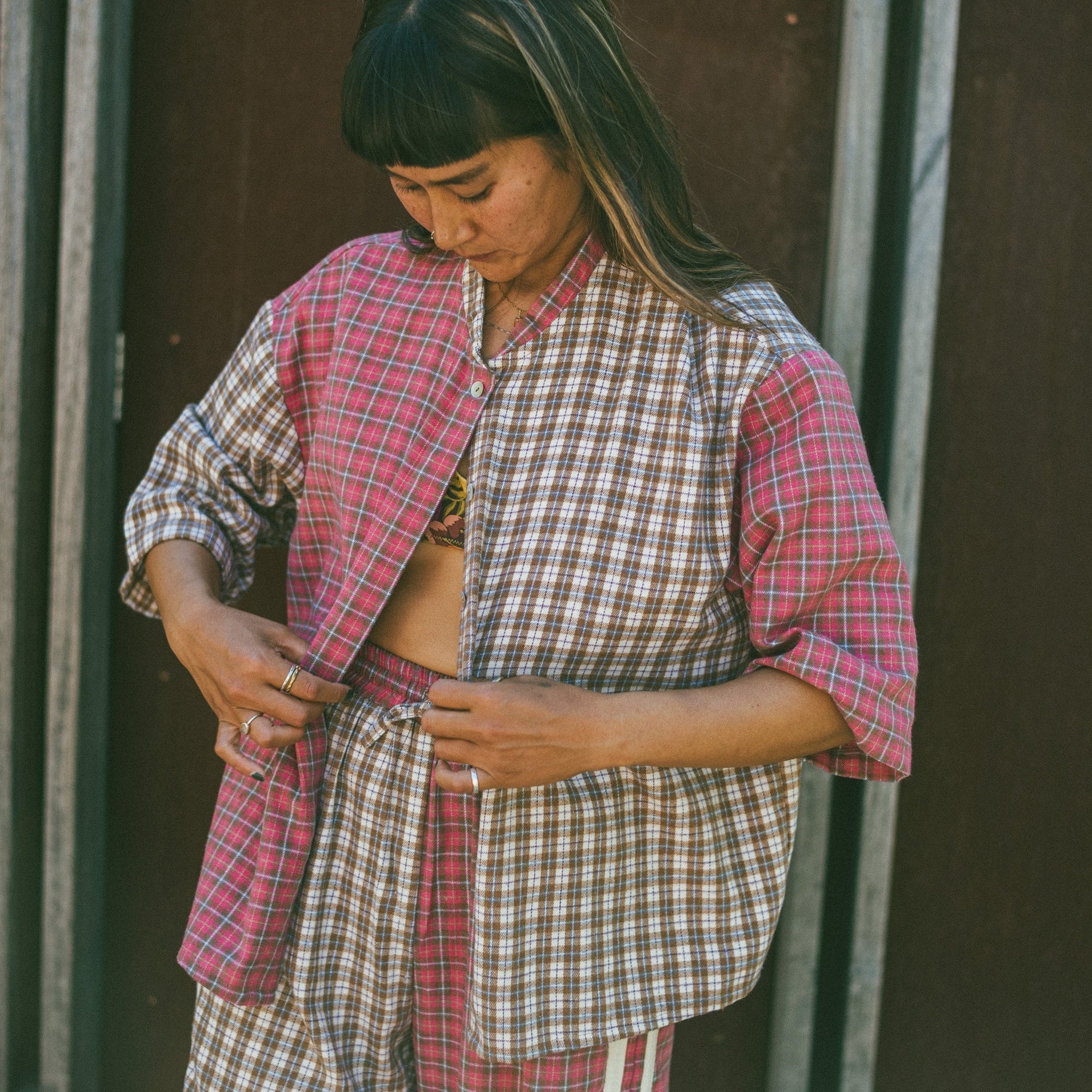 ATMOSEA FLANNEL BOX SHIRT: STRAWBERRY MILK