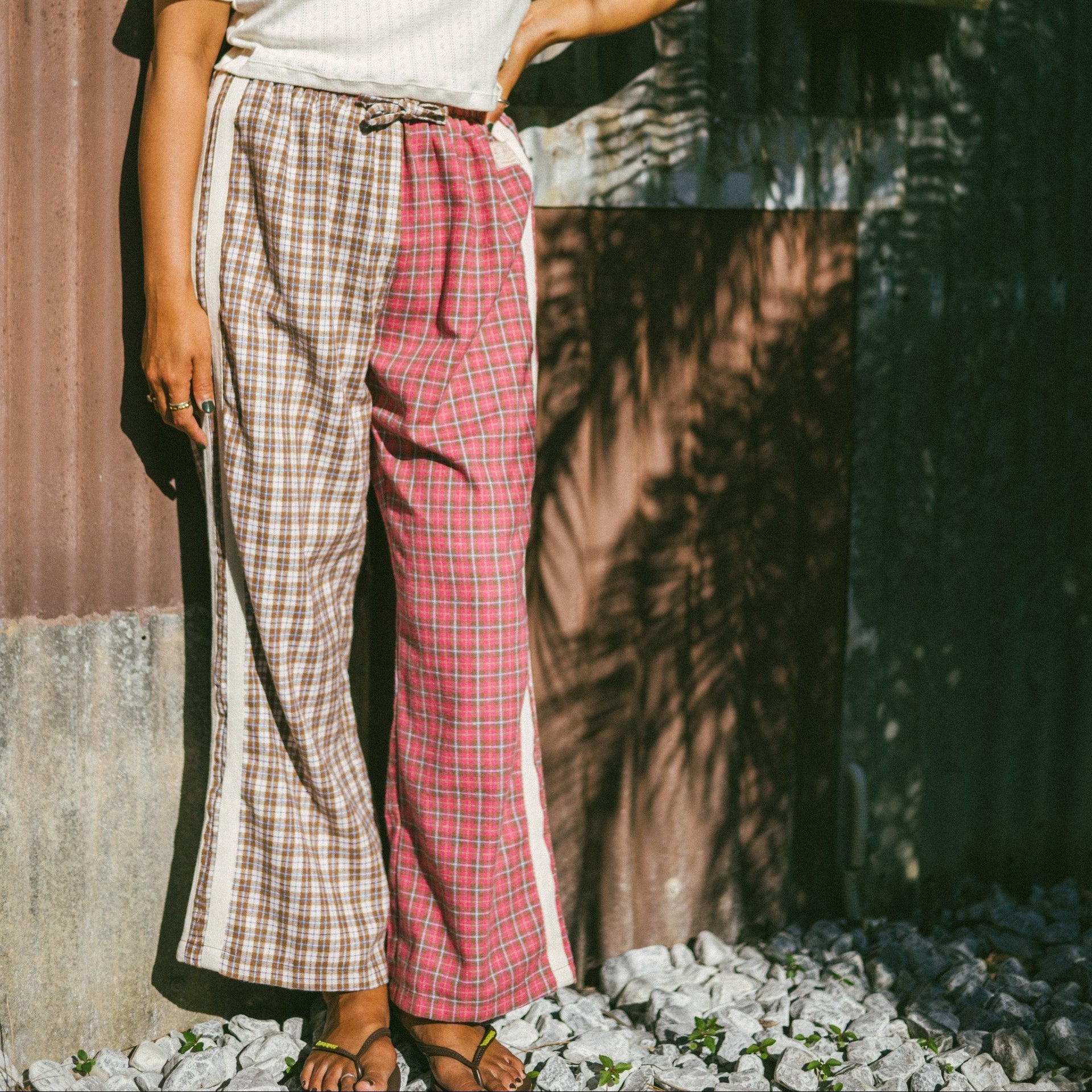 ATMOSEA FLANNEL FLARE PANT: STRAWBERRY MILK