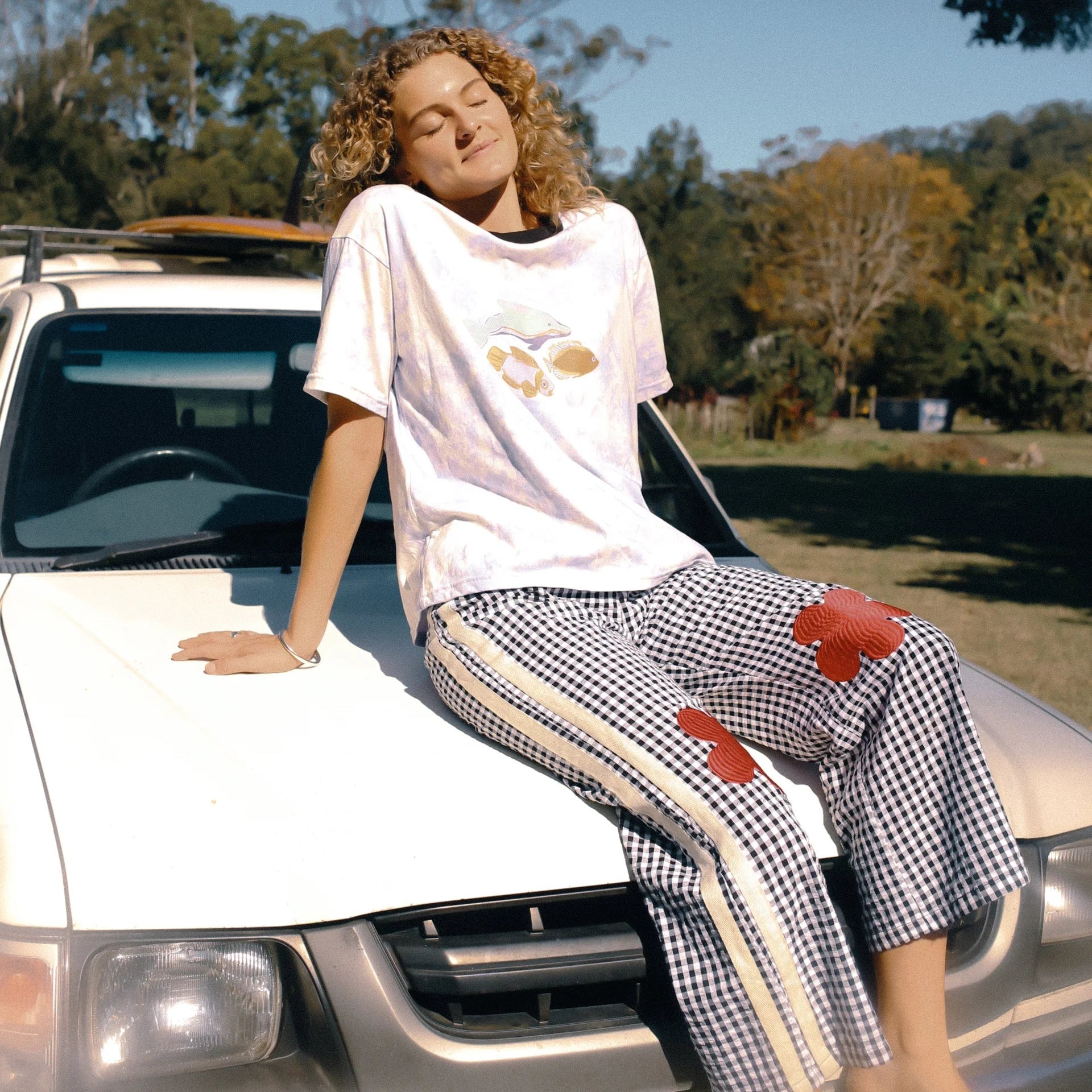 ATMOSEA FLARE PANT: BLACK GINGHAM