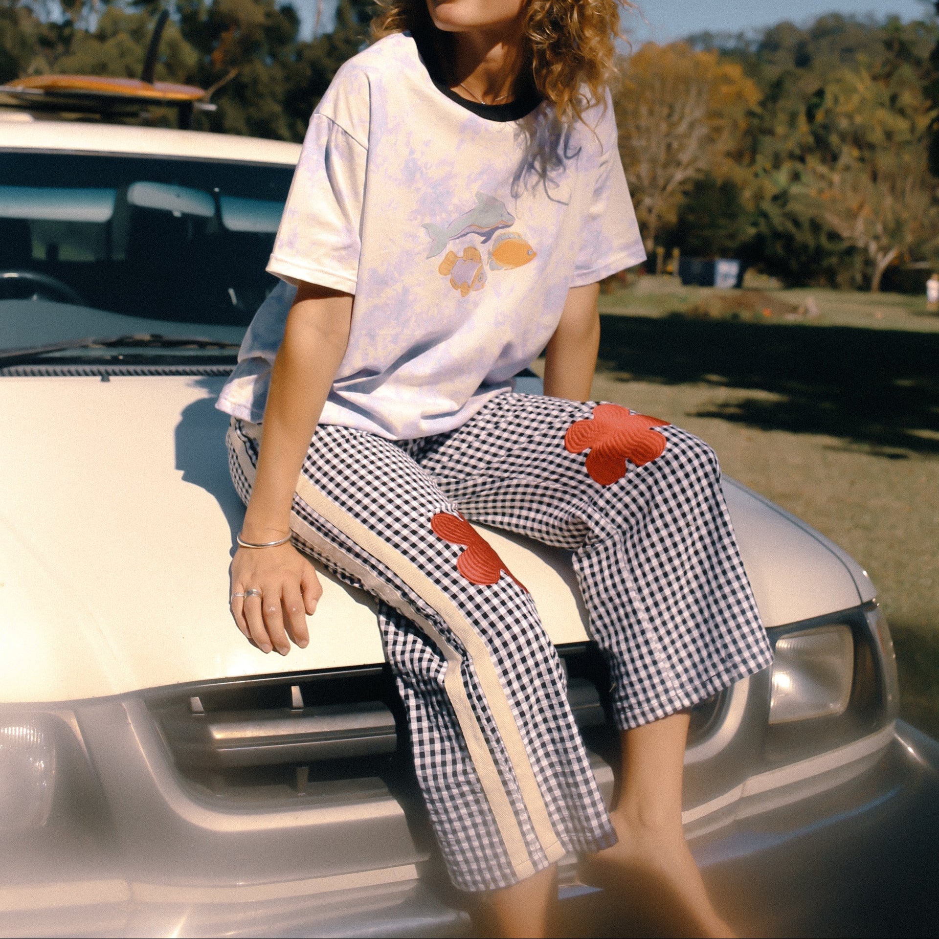 ATMOSEA FLARE PANT: BLACK GINGHAM