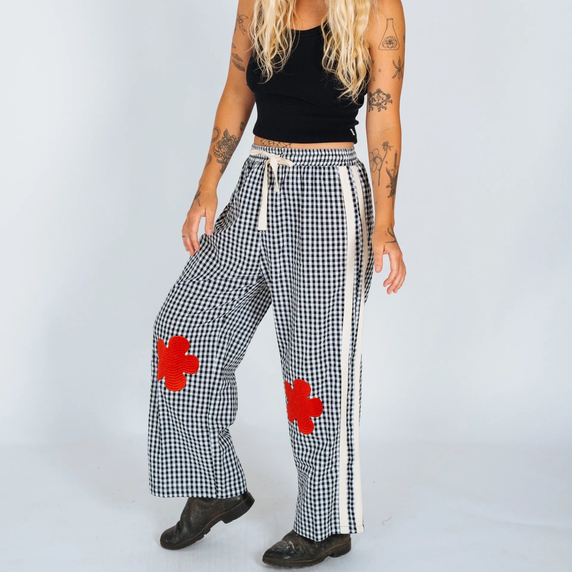 ATMOSEA FLARE PANT: BLACK GINGHAM