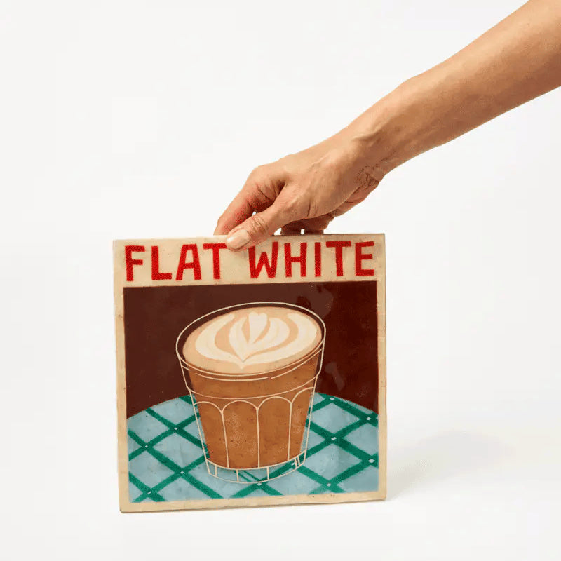 J & CO BARISTA WALL ART: FLAT WHITE