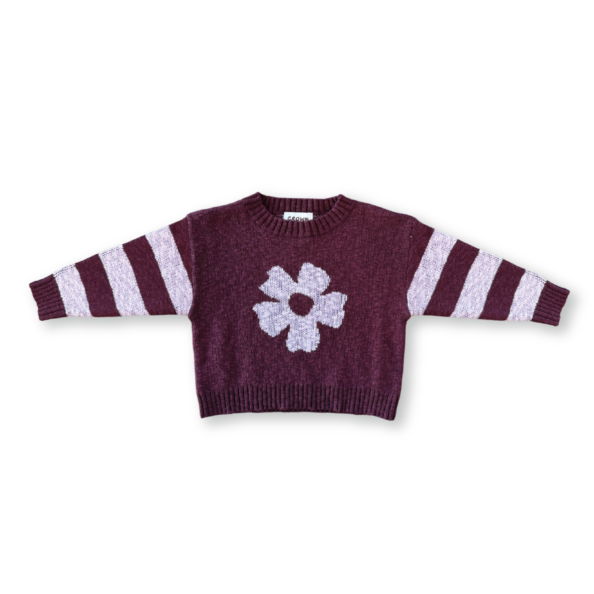 GROWN BLOOM KNIT PULL OVER: PLUM