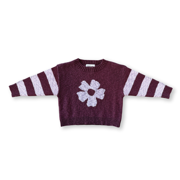 GROWN BLOOM KNIT PULL OVER: PLUM