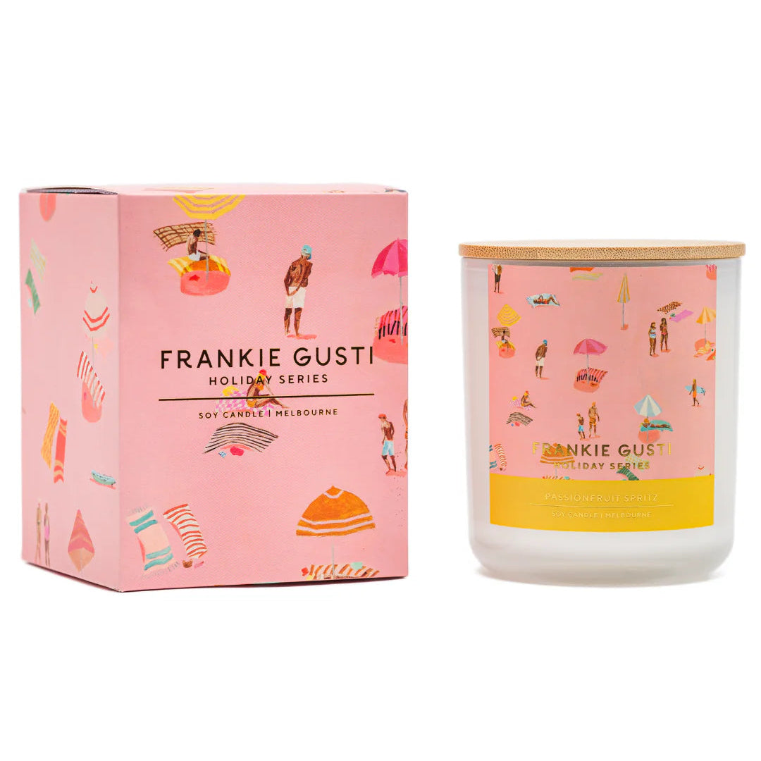 FRANKIE GUSTI HOLIDAY SERIES CANDLE: PASSIONFRUIT SPRITZ / JANEY FORBES