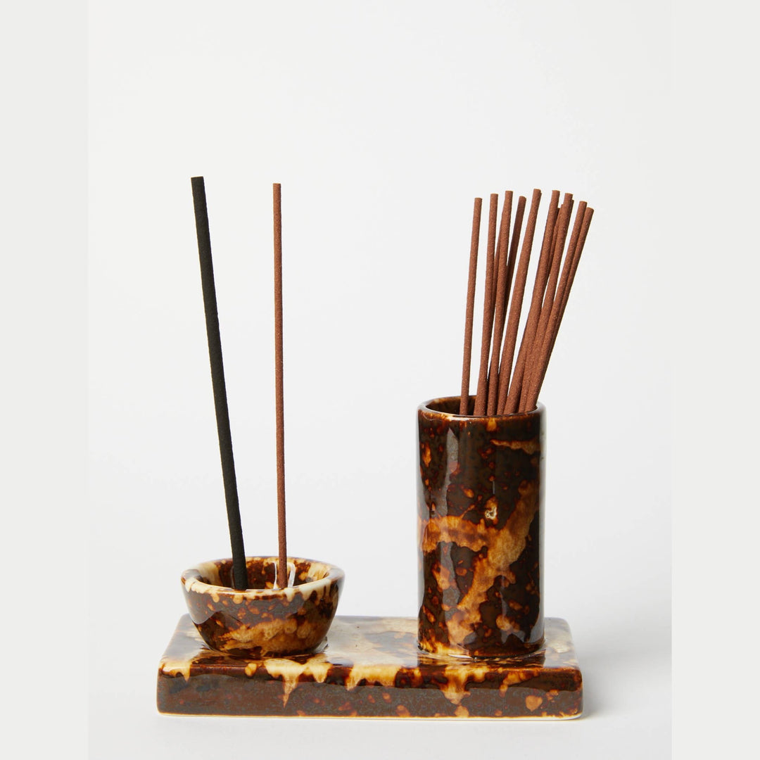 GENTLE HABITS CERAMIC INCENSE CADDY: CHOCOLATE