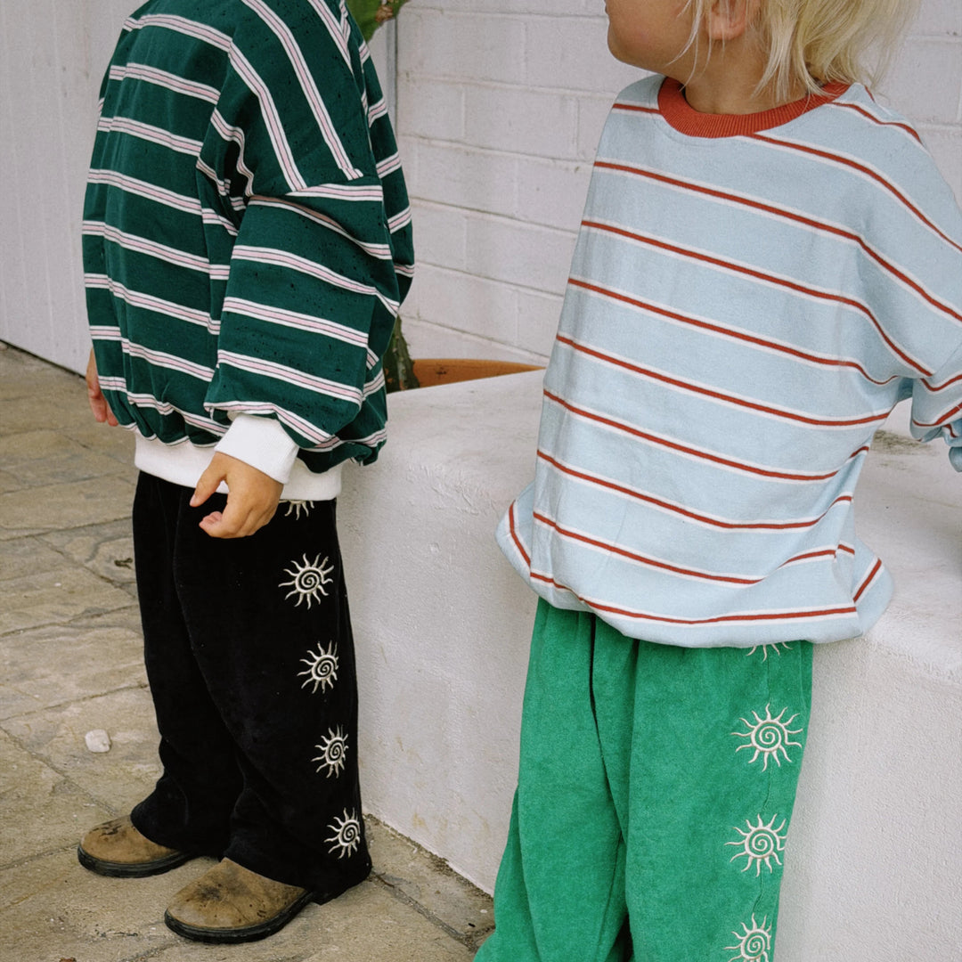 LENN LABEL STRIPE PULLOVER: SKY