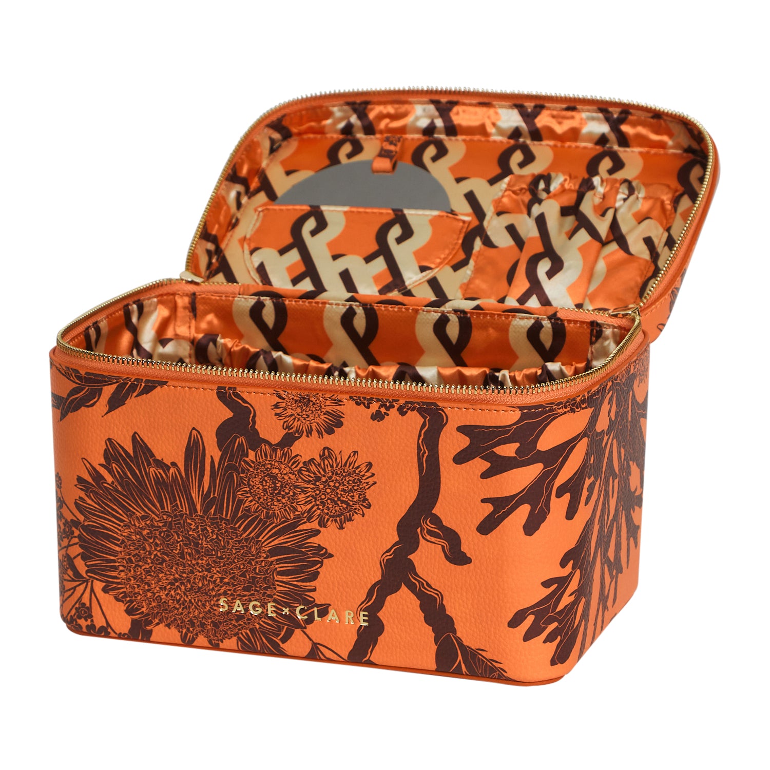 SAGE & CLARE DELPHINE LARGE VANITY CASE: VIVID CORAL