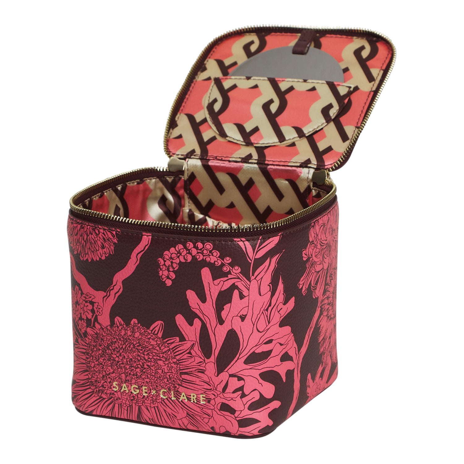 SAGE & CLARE DELPHINE SMALL VANITY CASE: GARNET