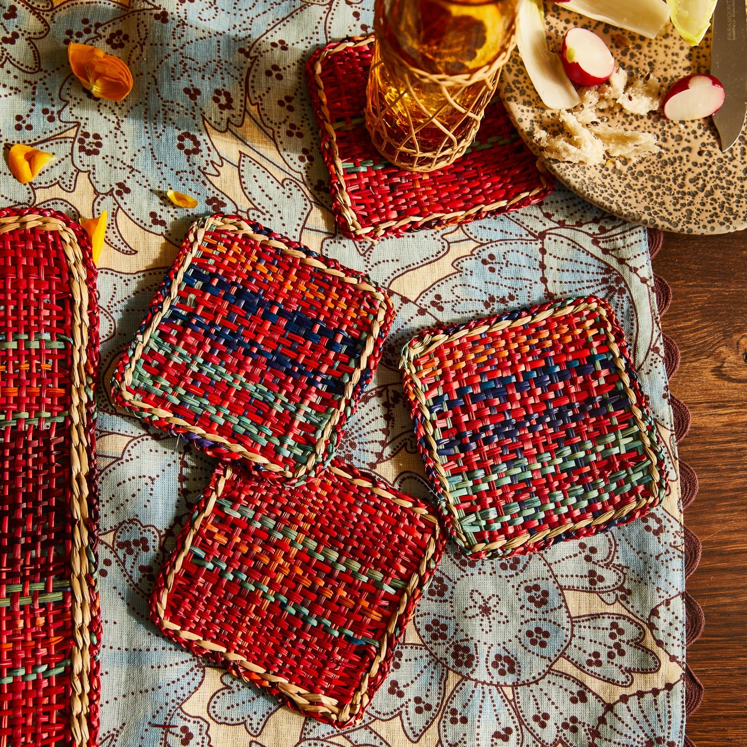 SAGE & CLARE ISLA COASTER SET: CRIMSON