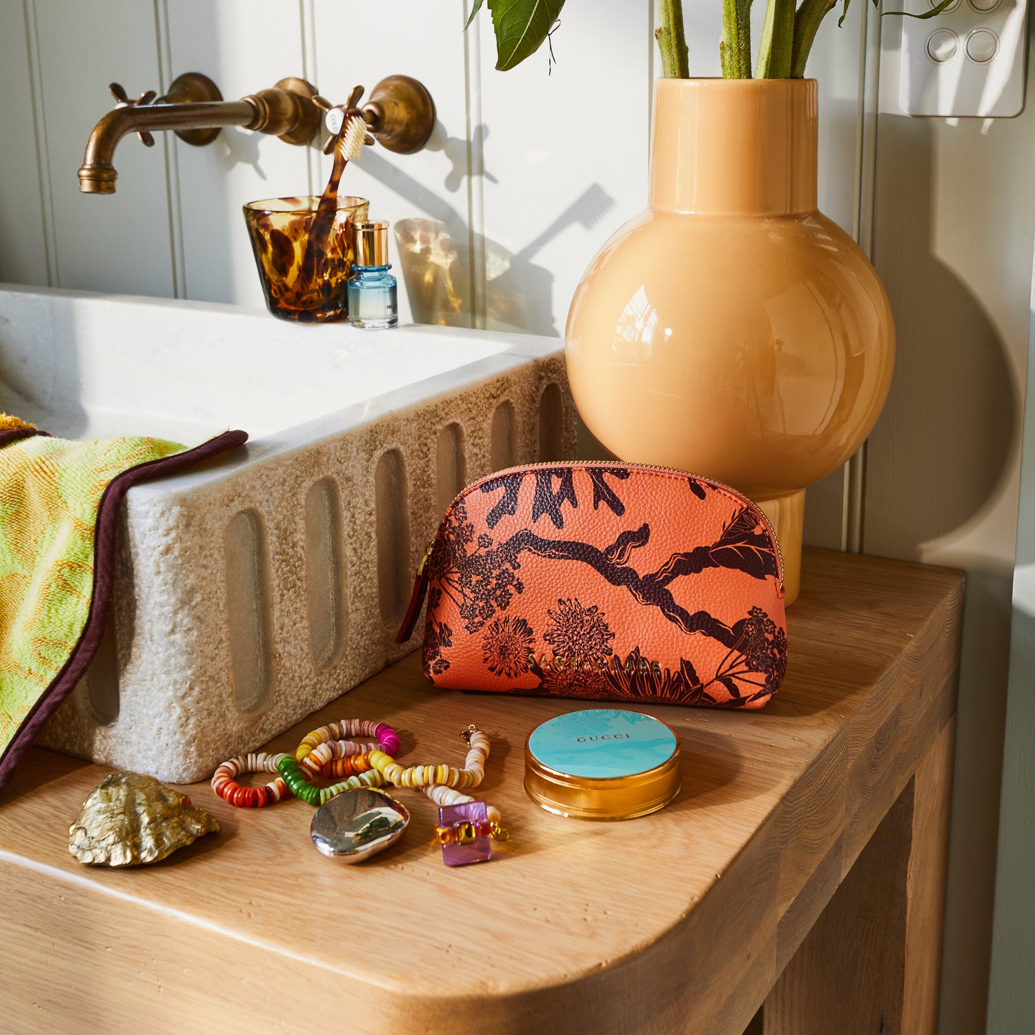 SAGE & CLARE DELPHINE COSMETIC POUCH: VIVID CORAL