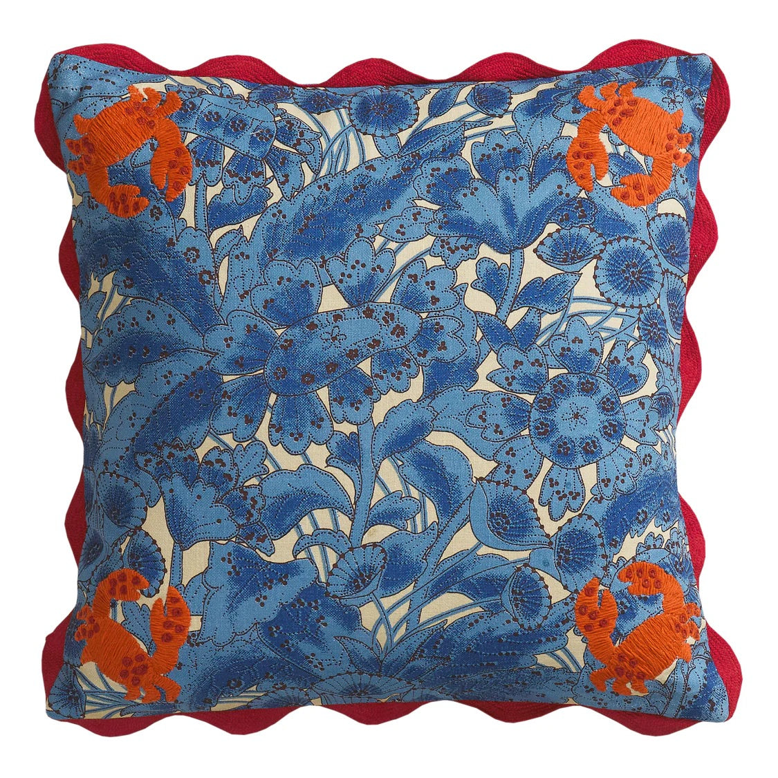 SAGE & CLARE LUCIA EMBROIDERED CUSHION: CERULEAN