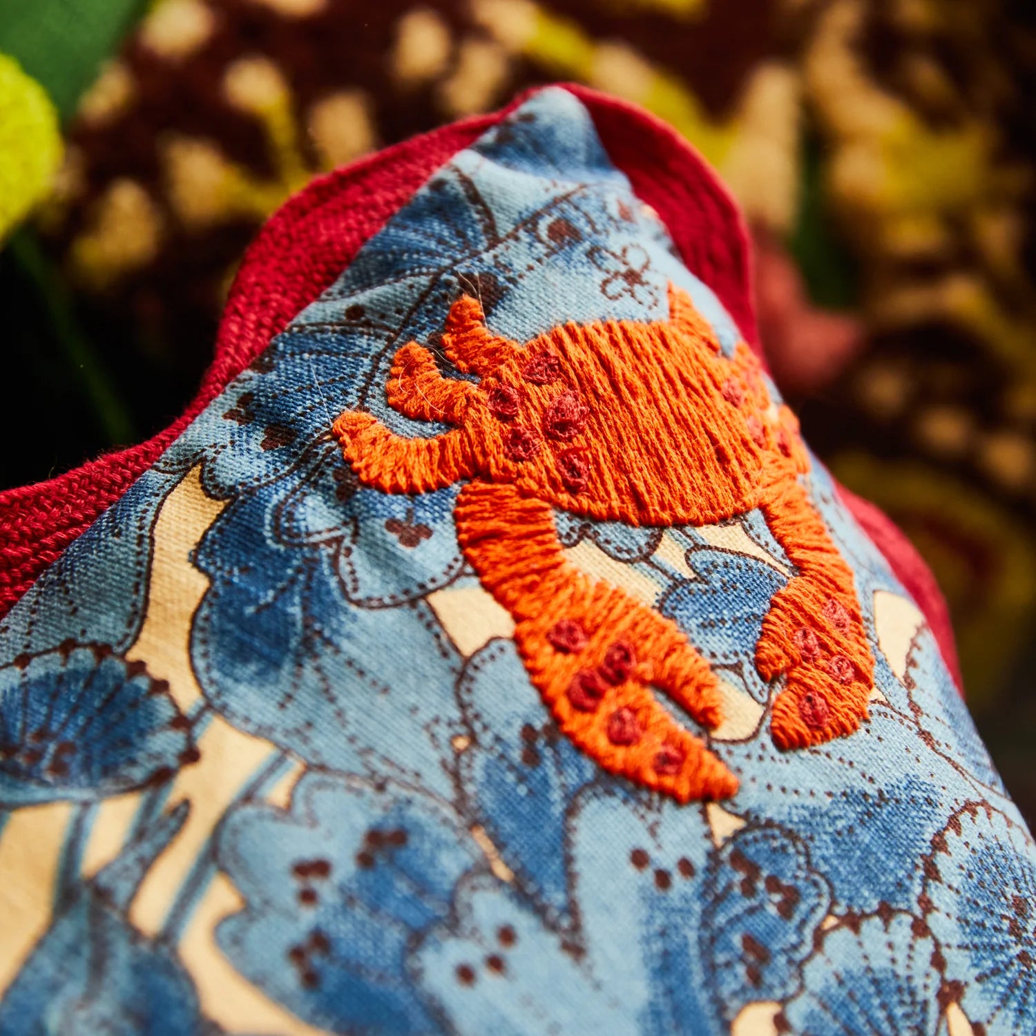 SAGE & CLARE LUCIA EMBROIDERED CUSHION: CERULEAN