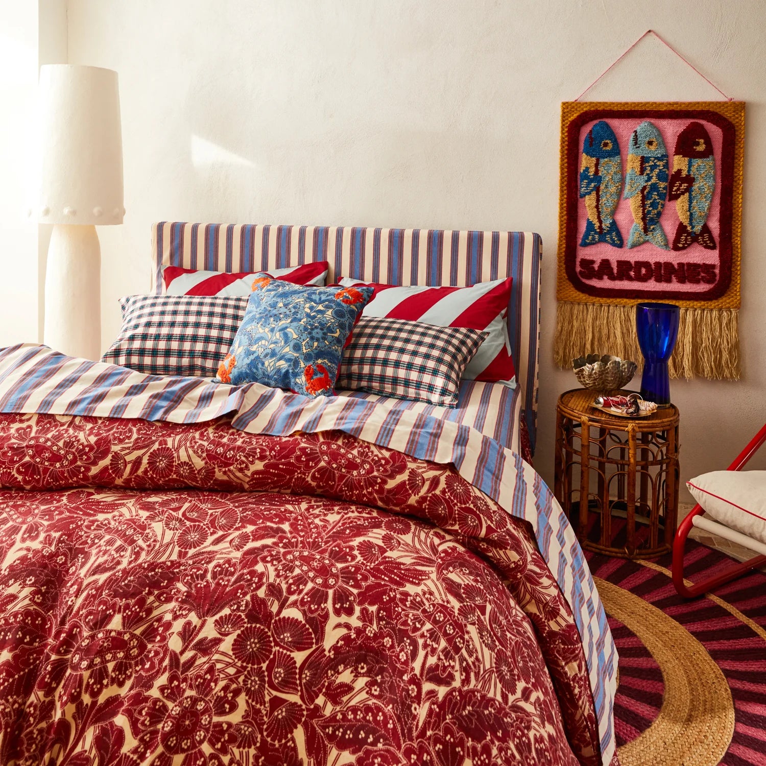 SAGE & CLARE LUCIA EMBROIDERED CUSHION: CERULEAN