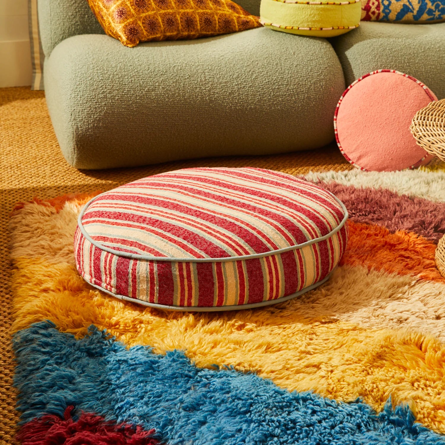 SAGE & CLARE SELENE WOVEN FLOOR CUSHION: CRIMSON