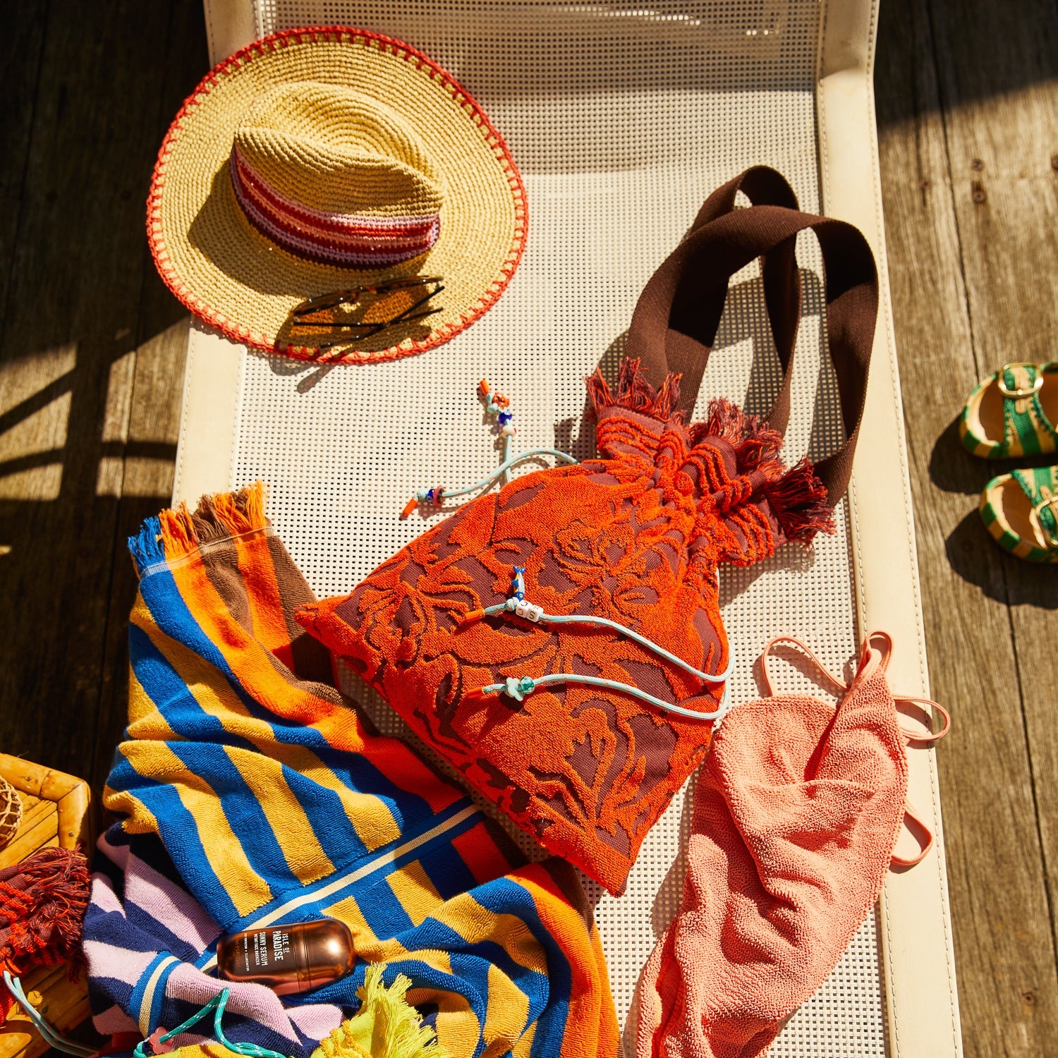 SAGE & CLARE ROSALIA BEACH TOTE: FLAME