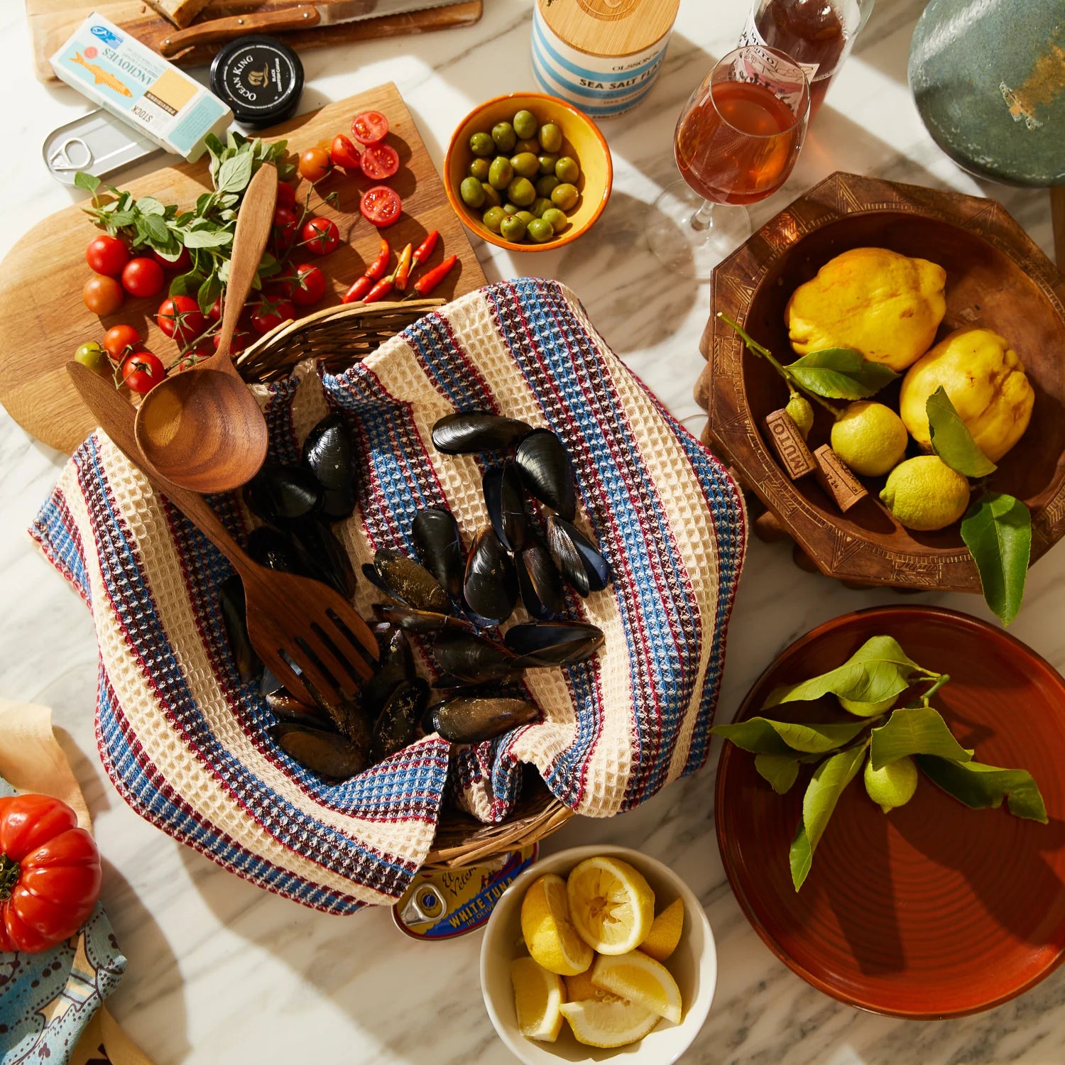 SAGE & CLARE SELENE STRIPE TEA TOWEL: AZURE