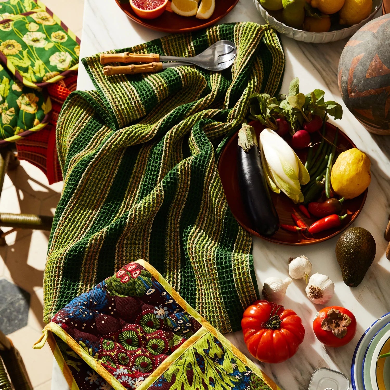 SAGE & CLARE SELENE STRIPE TEA TOWEL: ANISE