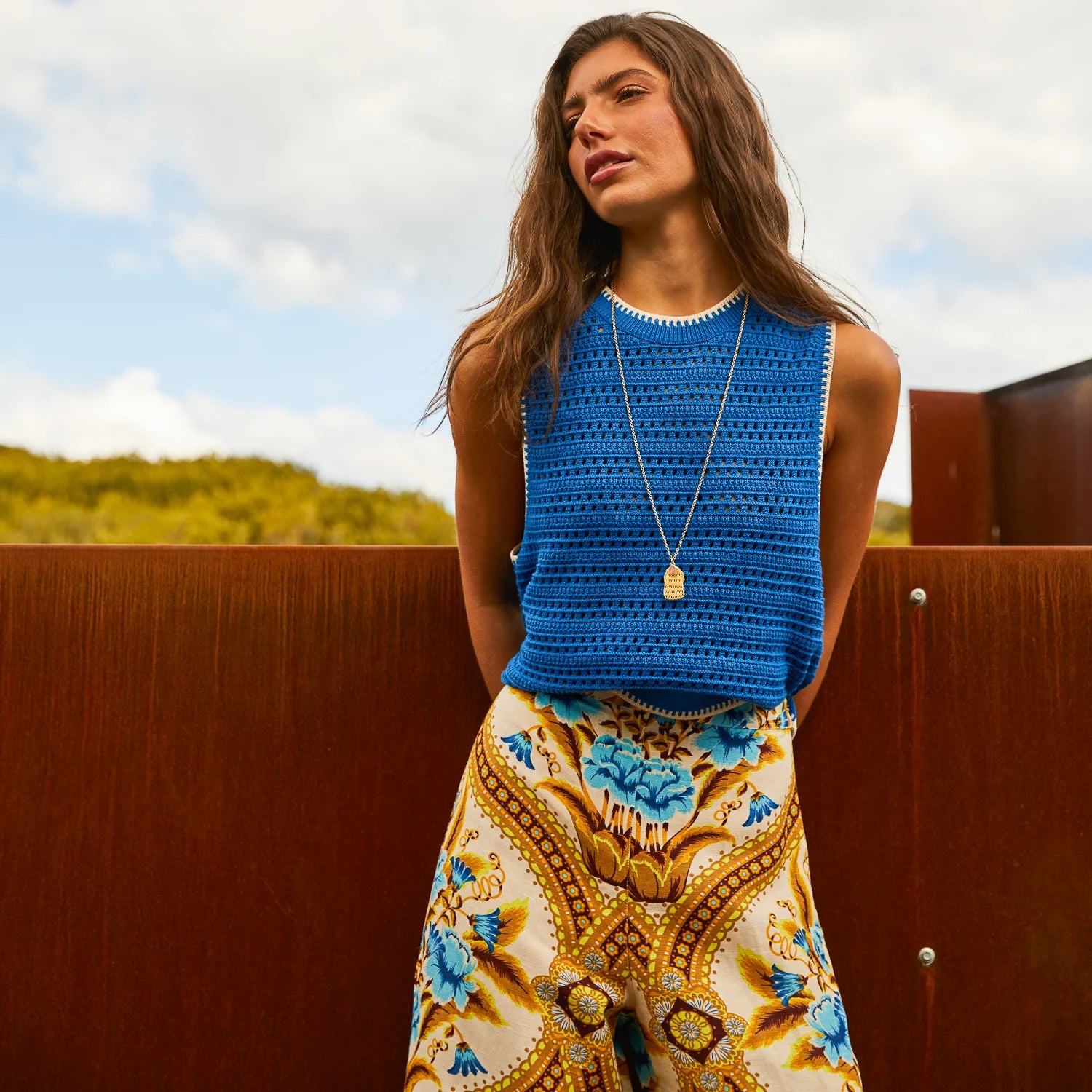 SAGE & CLARE NATALINA KNIT TOP: AZURE