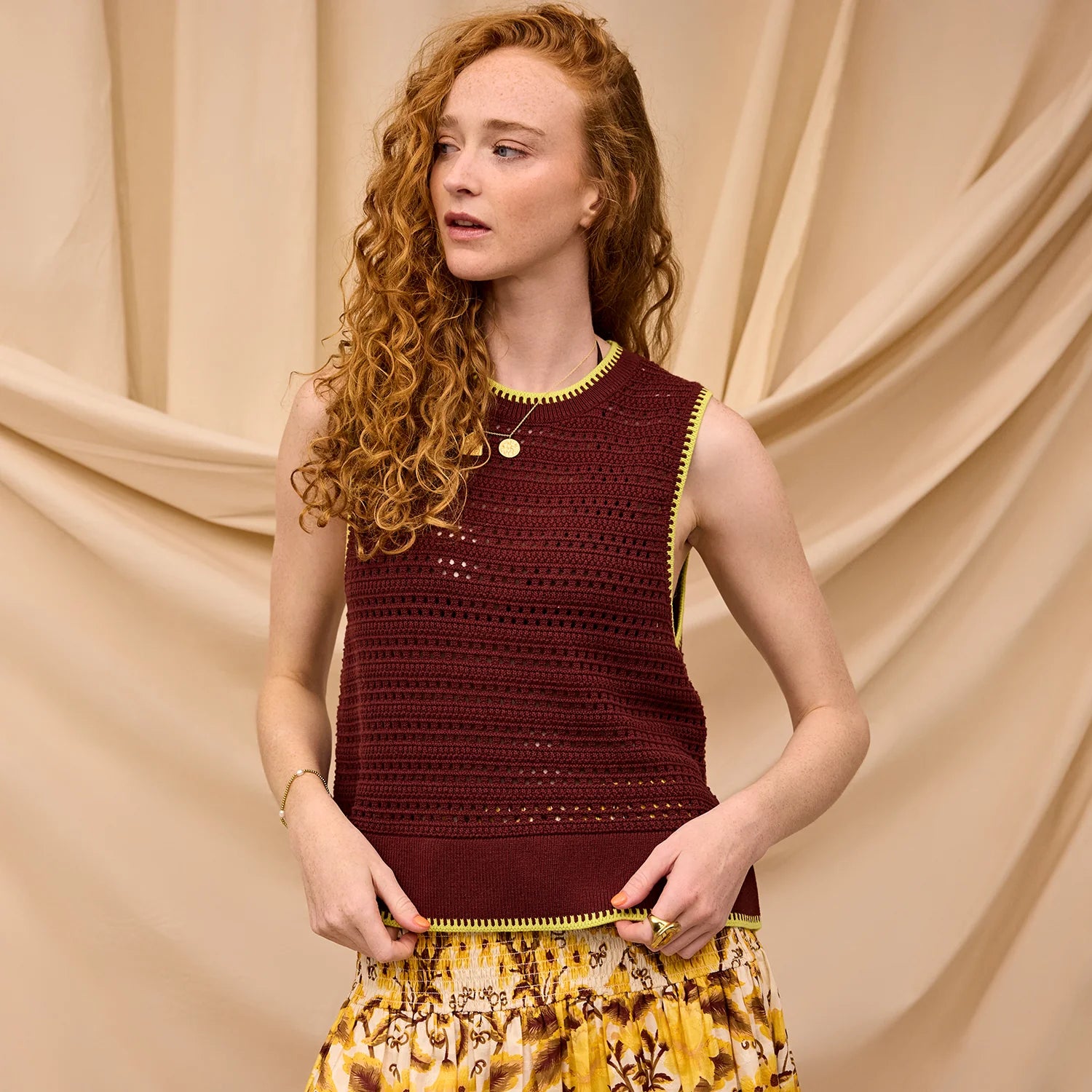 SAGE & CLARE NATALINA KNIT TOP: GARNET