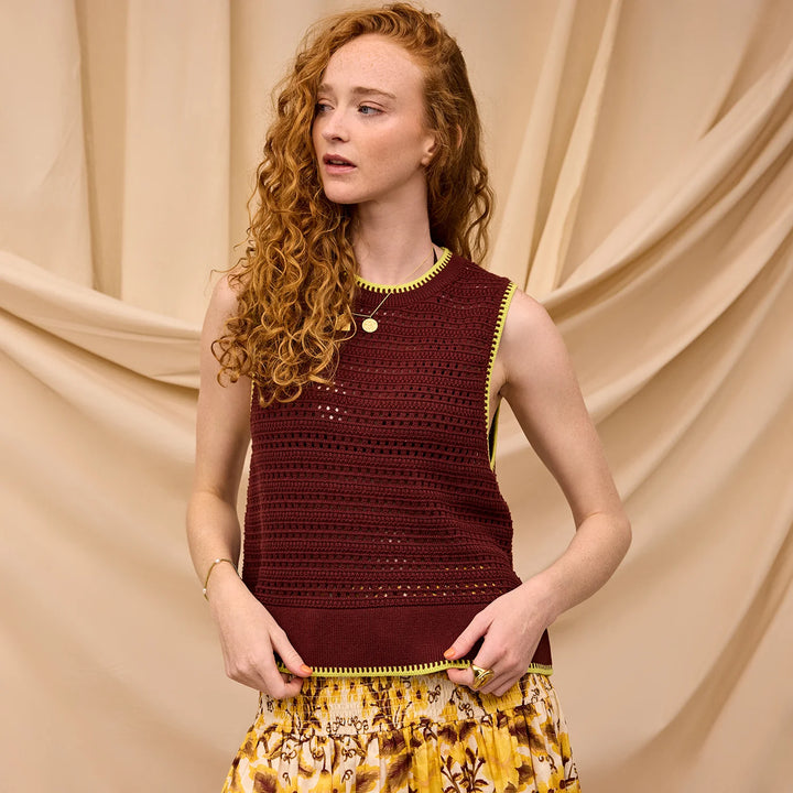 SAGE &amp; CLARE NATALINA KNIT TOP: GARNET