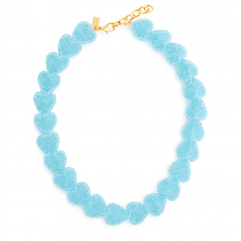 CRYSTAL HAZE JELLY HEART NECKLACE: BABY BLUE