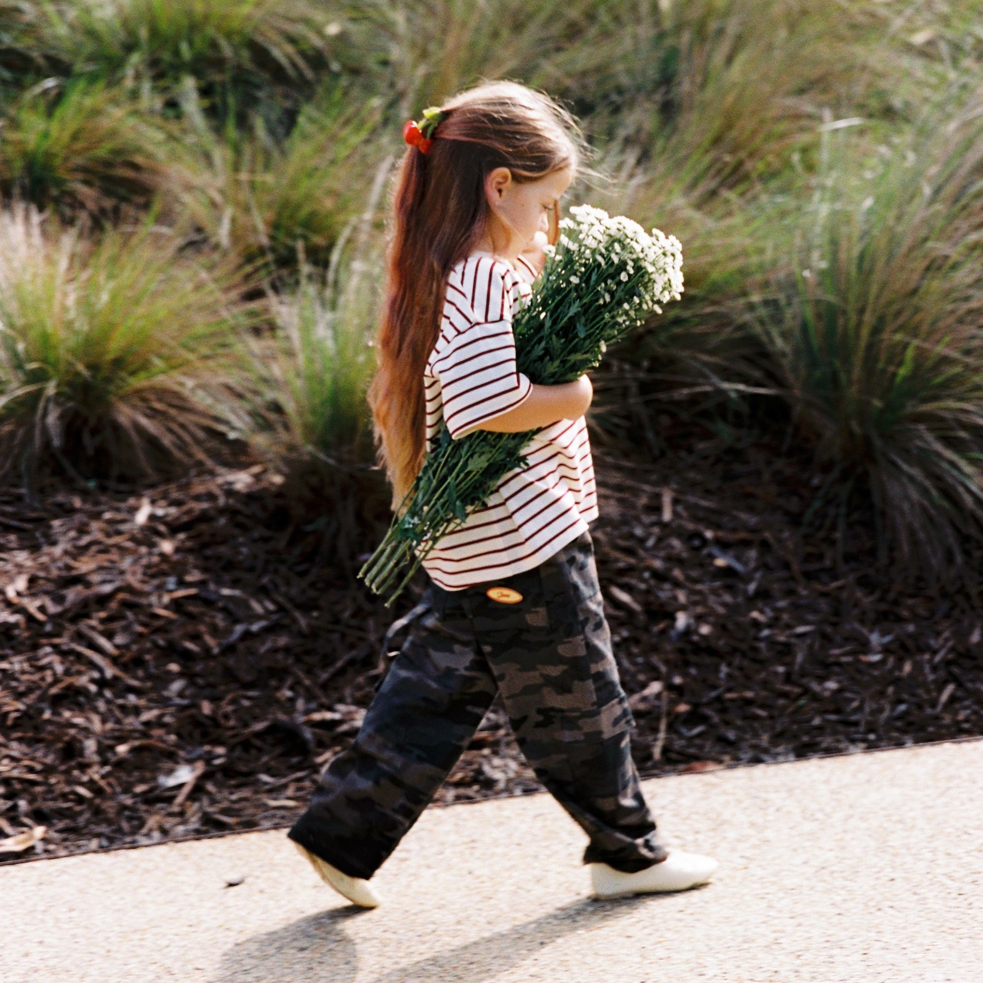 JUNI JNR ZION TEE: CHILLI STRIPE