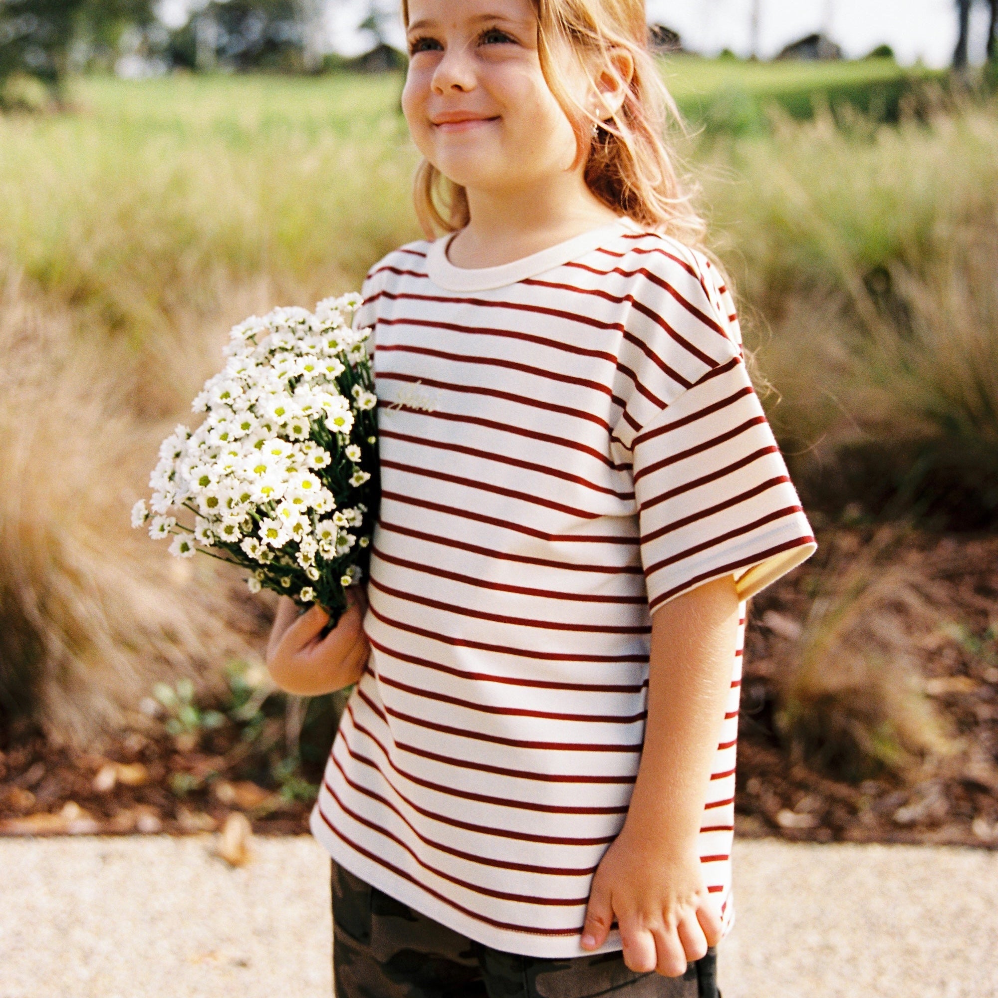 JUNI JNR ZION TEE: CHILLI STRIPE