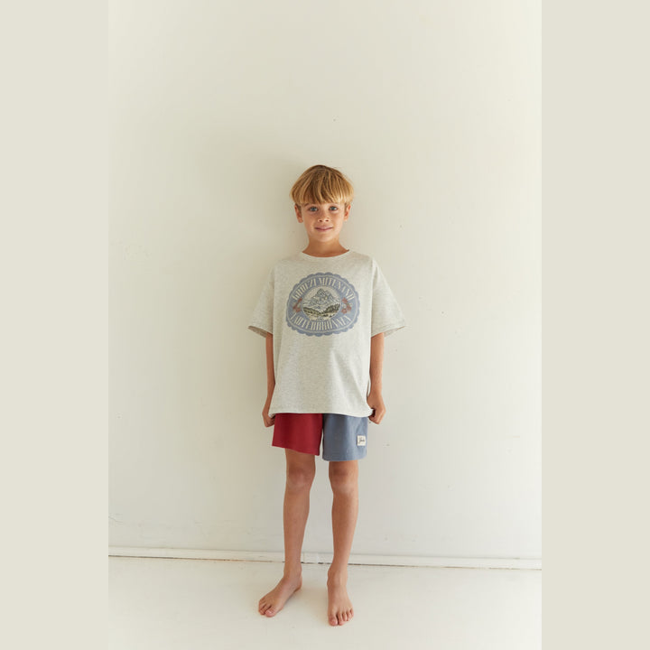 JUNI JNR RAYNE SHORT: PAPRIKA/DENIM BLUE