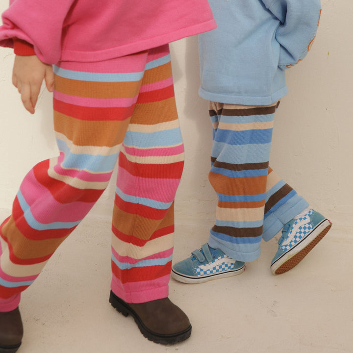 SMALL SWIM CLUB CORAL STRIPE PANTS