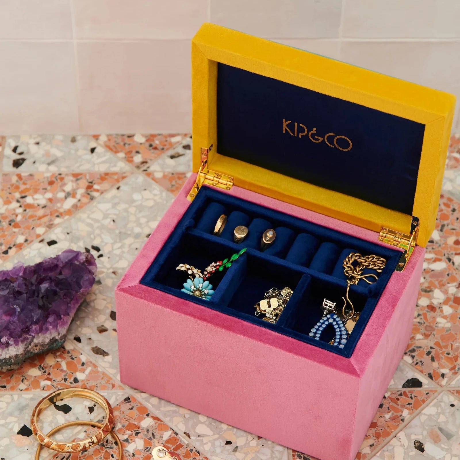 KIP & CO JEWELS FOR JEWELS VELVET JEWELLERY BOX: LRG