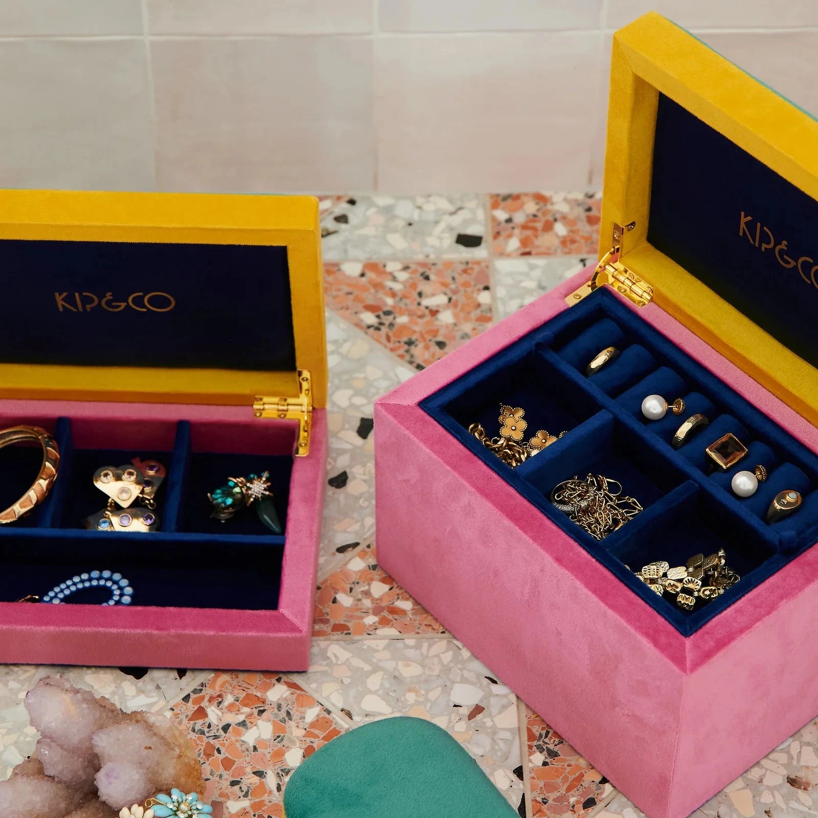 KIP & CO JEWELS FOR JEWELS VELVET JEWELLERY BOX: SML