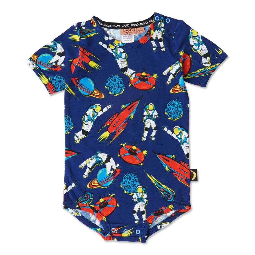 KIP & CO OUTER SPACE ORGANIC SHORT SLEEVE ROMPER