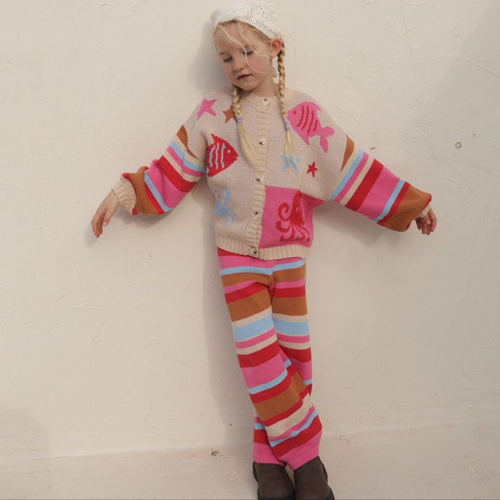 SMALL SWIM CLUB CORAL STRIPE PANTS