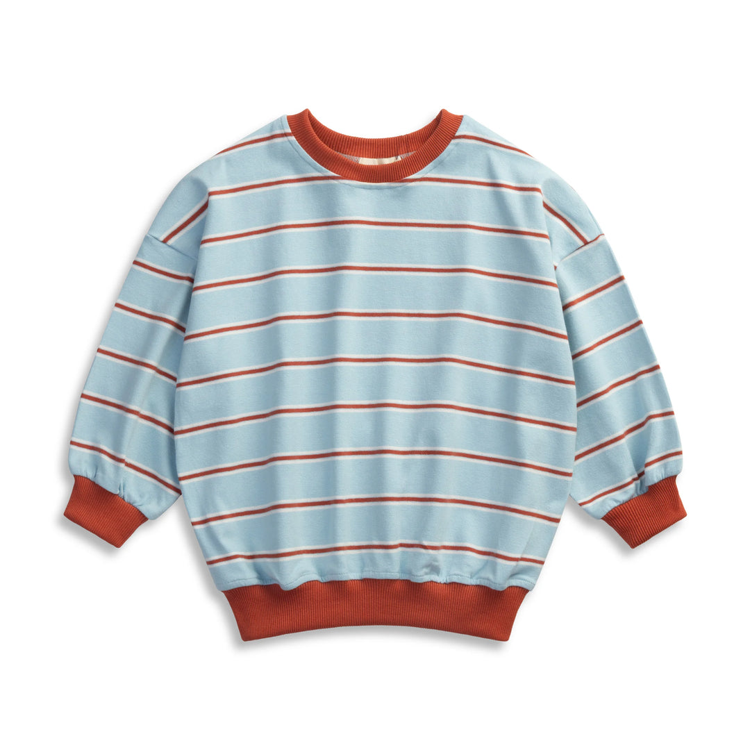 LENN LABEL STRIPE PULLOVER: SKY