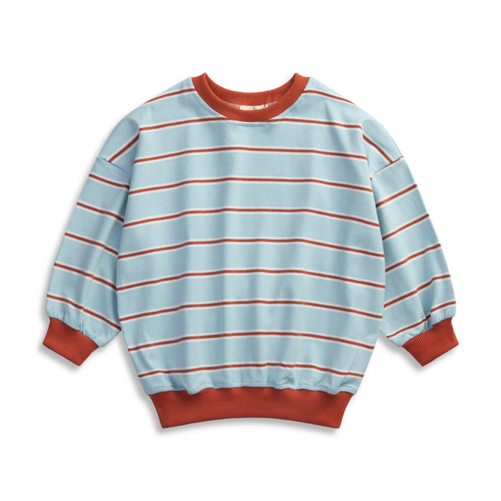 LENN LABEL STRIPE PULLOVER: SKY