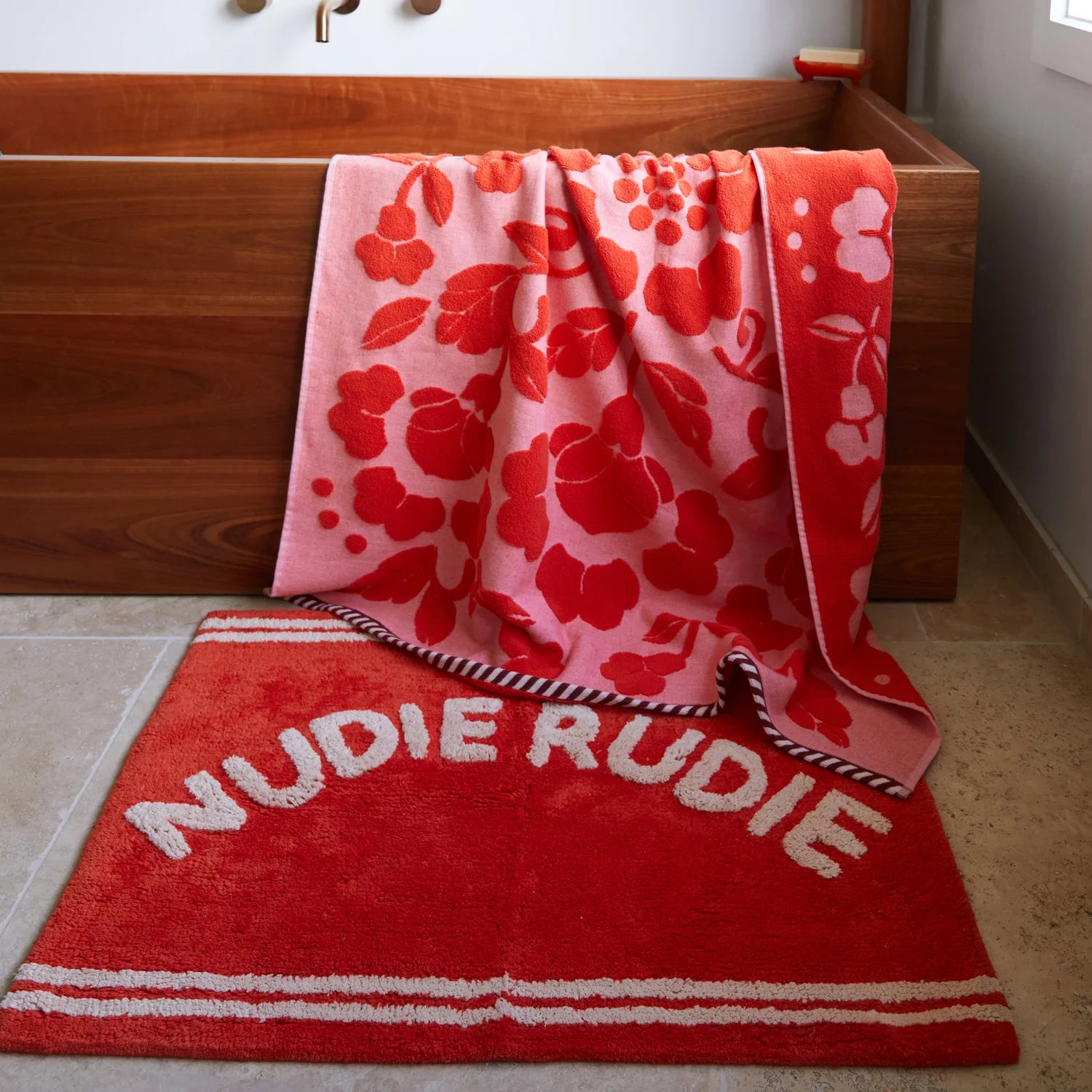 SAGE & CLARE ELBA NUDIE BATH MAT: CHERRY