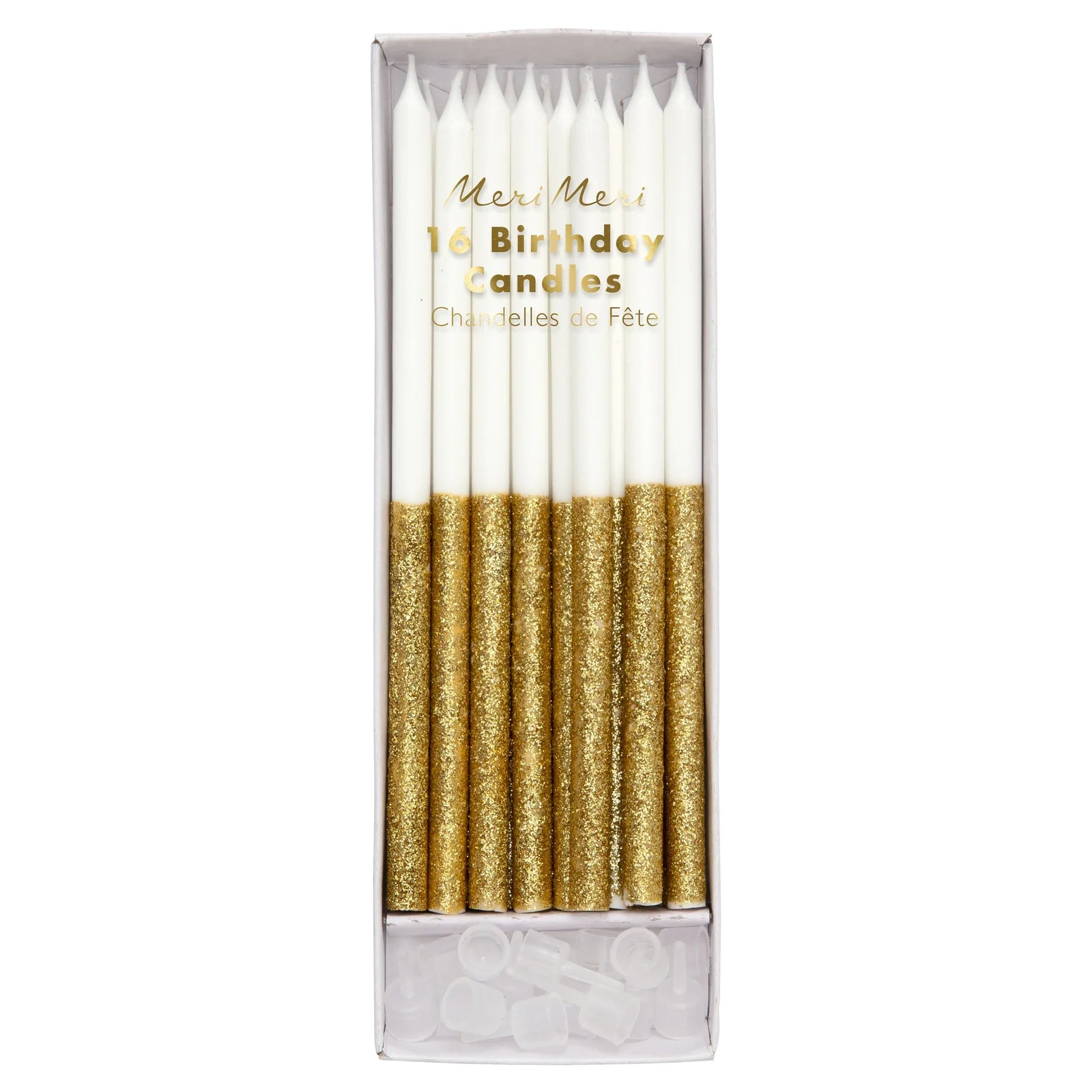 MERI MERI GOLD GLITTER DIPPED CANDLES: 16PC