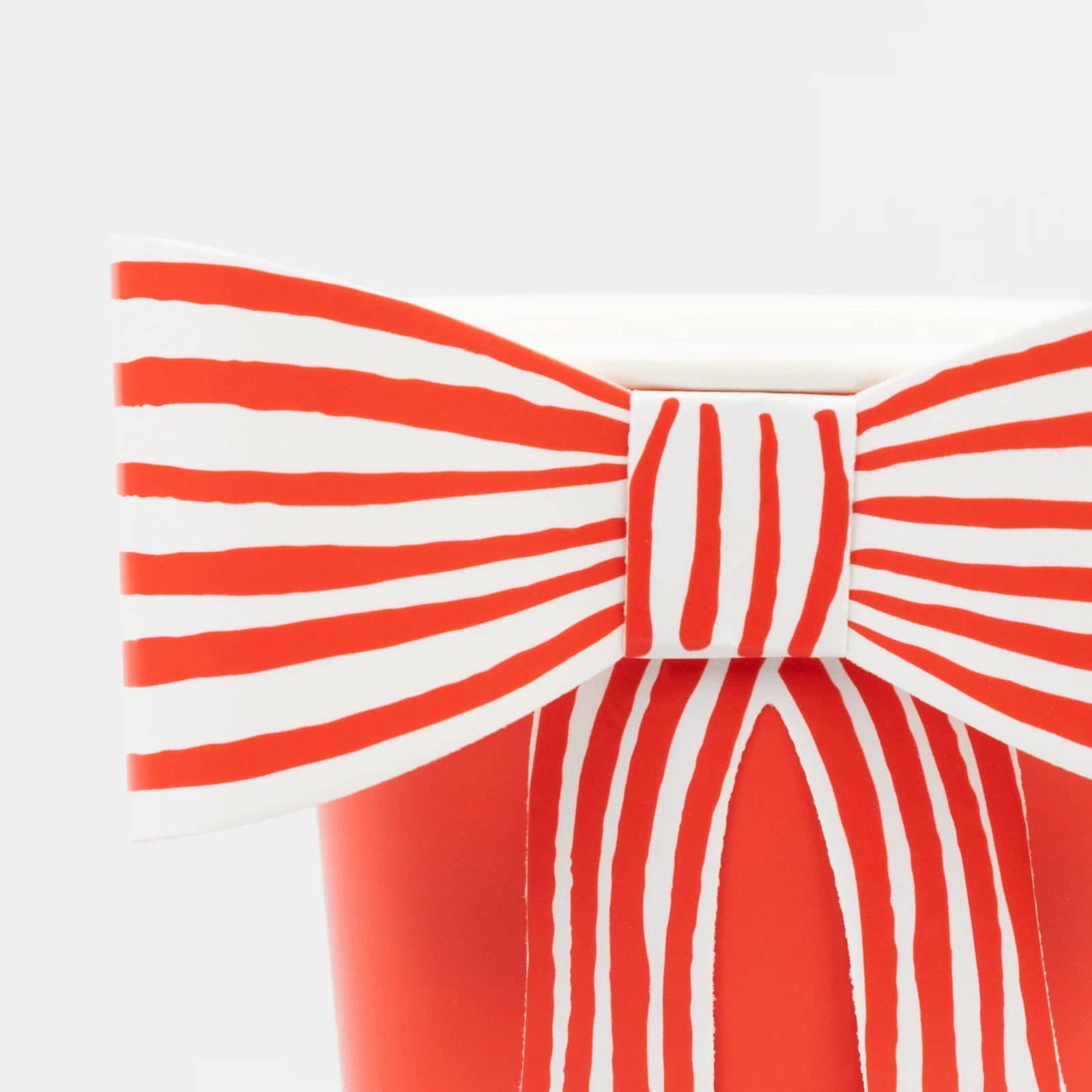 MERI MERI RED & WHITE STRIPY BOW CUPS: 8PC