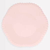 MERI MERI PINK DOT EDGED FLOWER COMPOSTABLE DINNER PLATES: 8PC