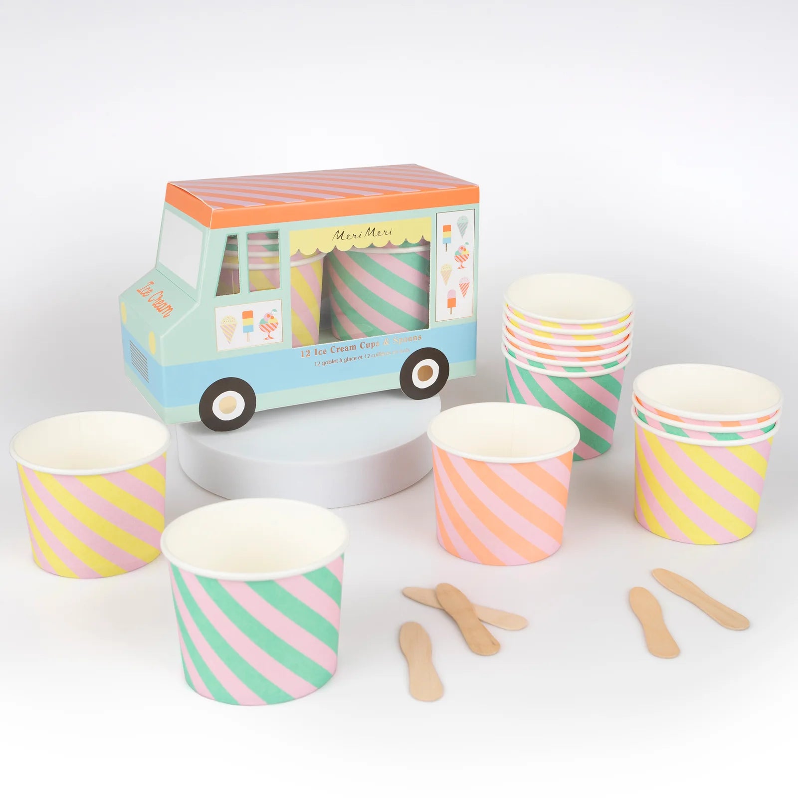 MERI MERI ICE CREAM CUPS & SPOONS 12PC