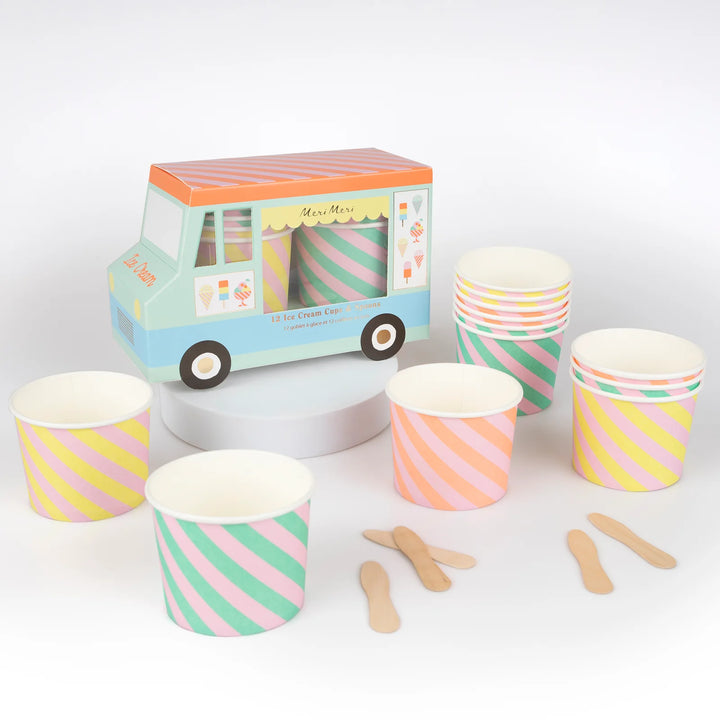 MERI MERI ICE CREAM CUPS &amp; SPOONS 12PC